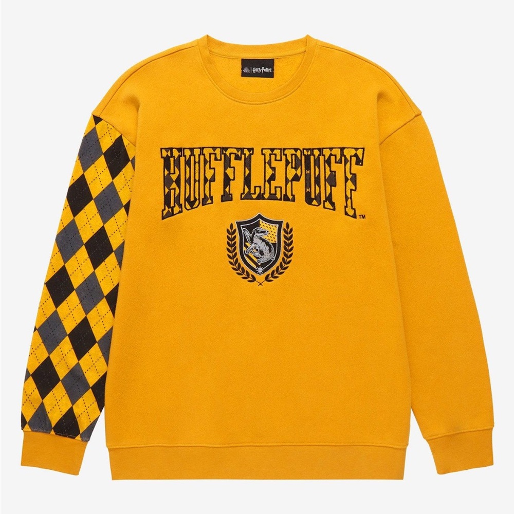Unisex Harry Potter Hufflepuff Argyle Crewneck Boxlunch Exclusive